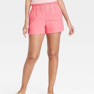 Women's High-Rise Linen Pull-On Shorts - A New Day - Large - pink - NWT!